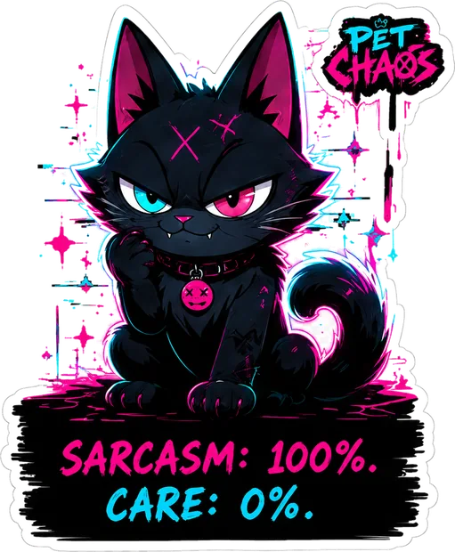 Pet Chaos 0 Care sticker: Sarcasm: 100%. Care: 0%.