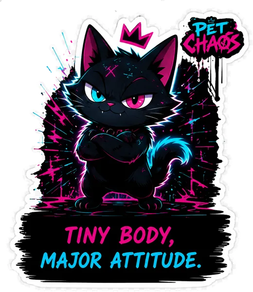 Pet Chaos Attitude sticker: Tiny body, major attitude.