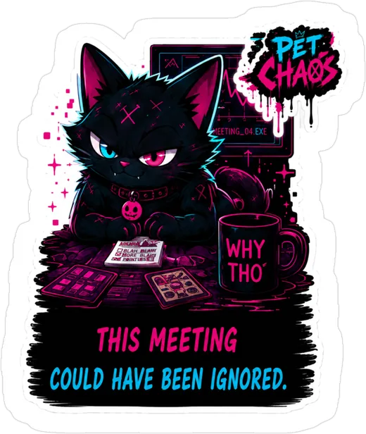 Pet Chaos Meeting sticker: This meeting could have been ignored.